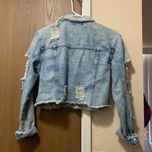 Fashion Nova cropped washed denim jacket